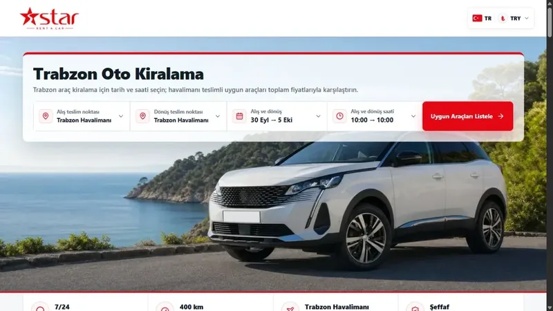 Trabzon Oto Kiralama — gerçek ilk ekran görüntüsü